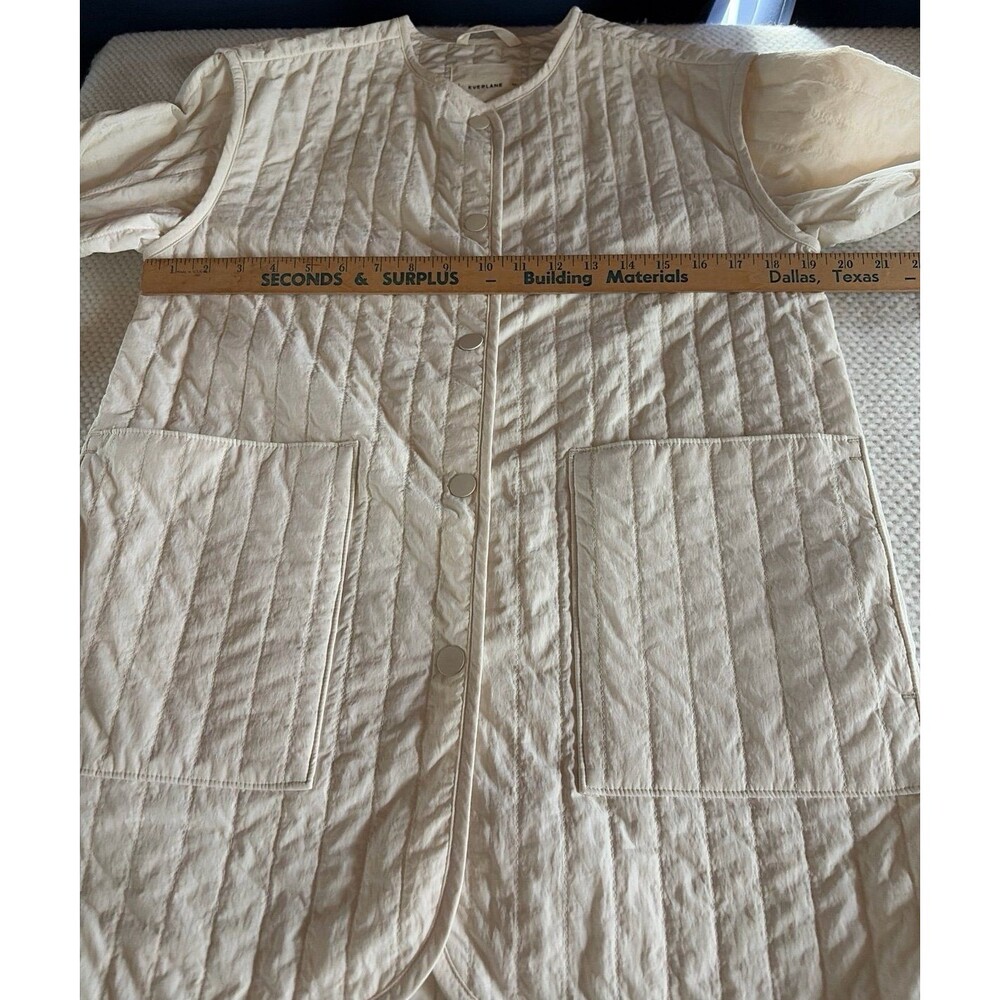 Everlane Ivory Cream Quilted Jacket XS Minimalist Button Front Coat - Picture 6 of 9
